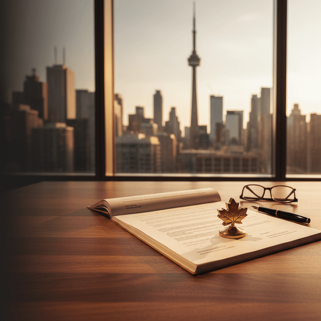 A printed commercial lease document on cream paper, anchored by a brass paperweight and a black fountain pen, on a walnut desk in warm afternoon light
